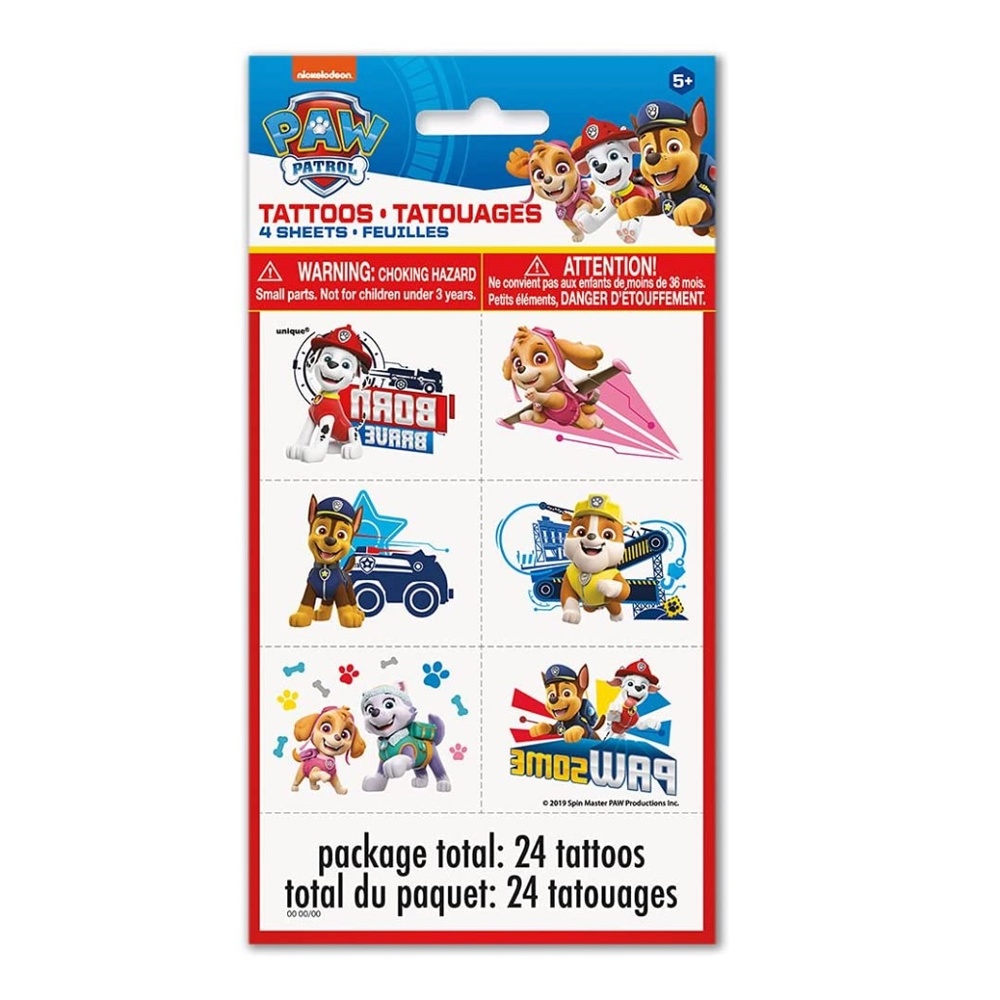 24 pcs Paw Patrol Temporary Tattoos